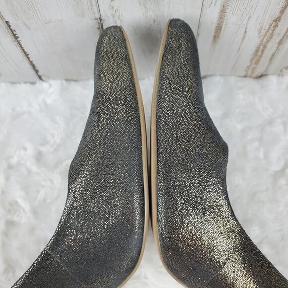 Nine West Gilman Leather Heels Glitter Gold Size 9 - Picture 5 of 8